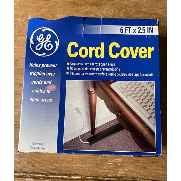BNIB GE Black 6ft x 2.5" Cable Extension Light Electrical Cord Organizer Cover - Picture 2 of 6